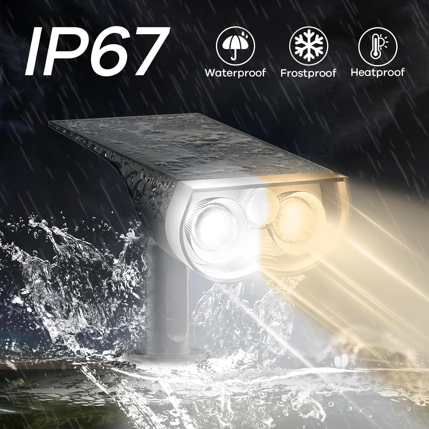 Thumbnail 4 de Linkind Solar Security Lights Outdoor with Motion Sensor (2-Pack): Warm & Cool White, IP67 Waterproof