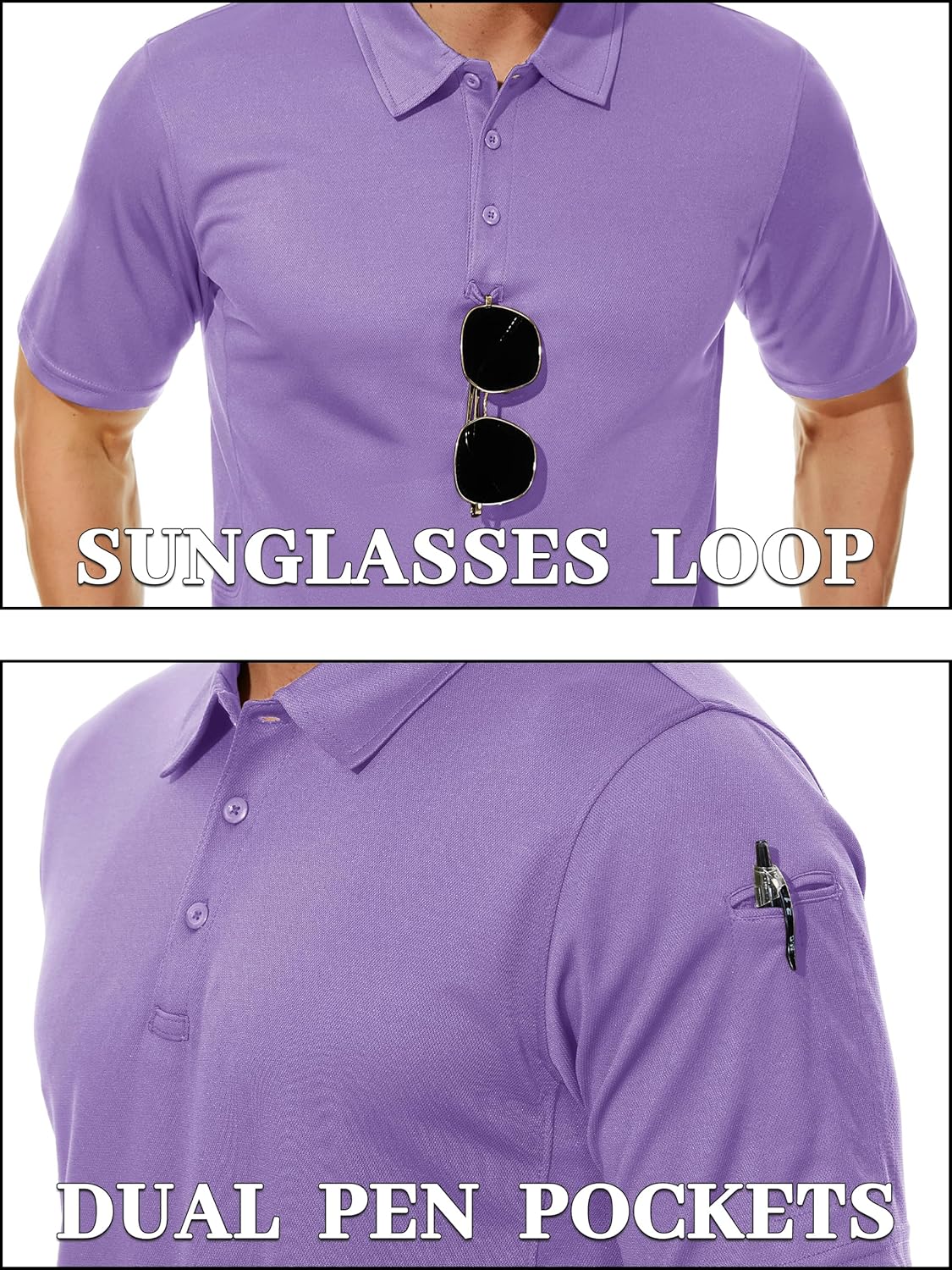 Thumbnail 2 de TACVASEN Men's Breathable Golf Polo Shirt with Quick-Dry Fabric
