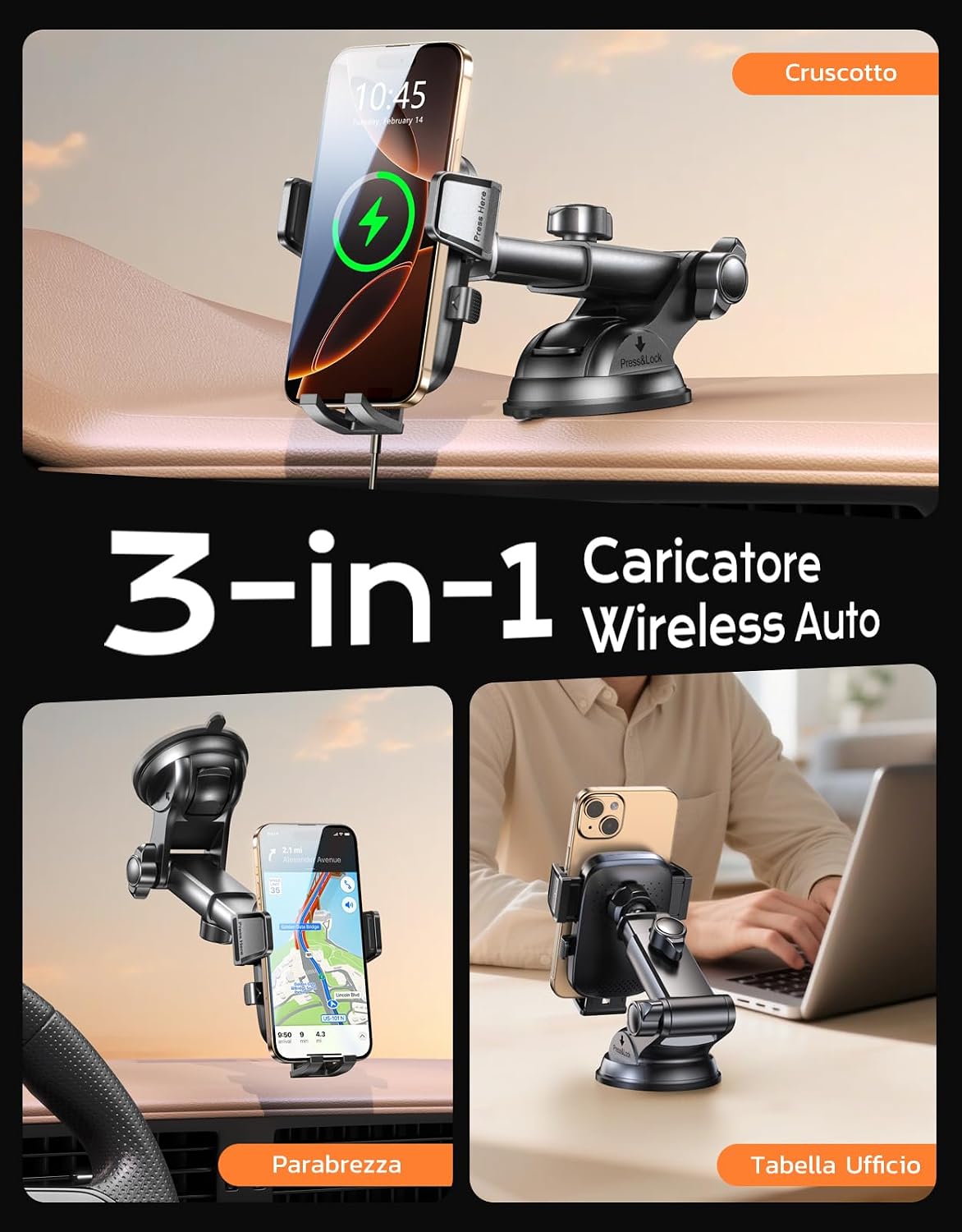 Thumbnail 5 de Mohard Porta Cellulare 15W Caricatore Wireless