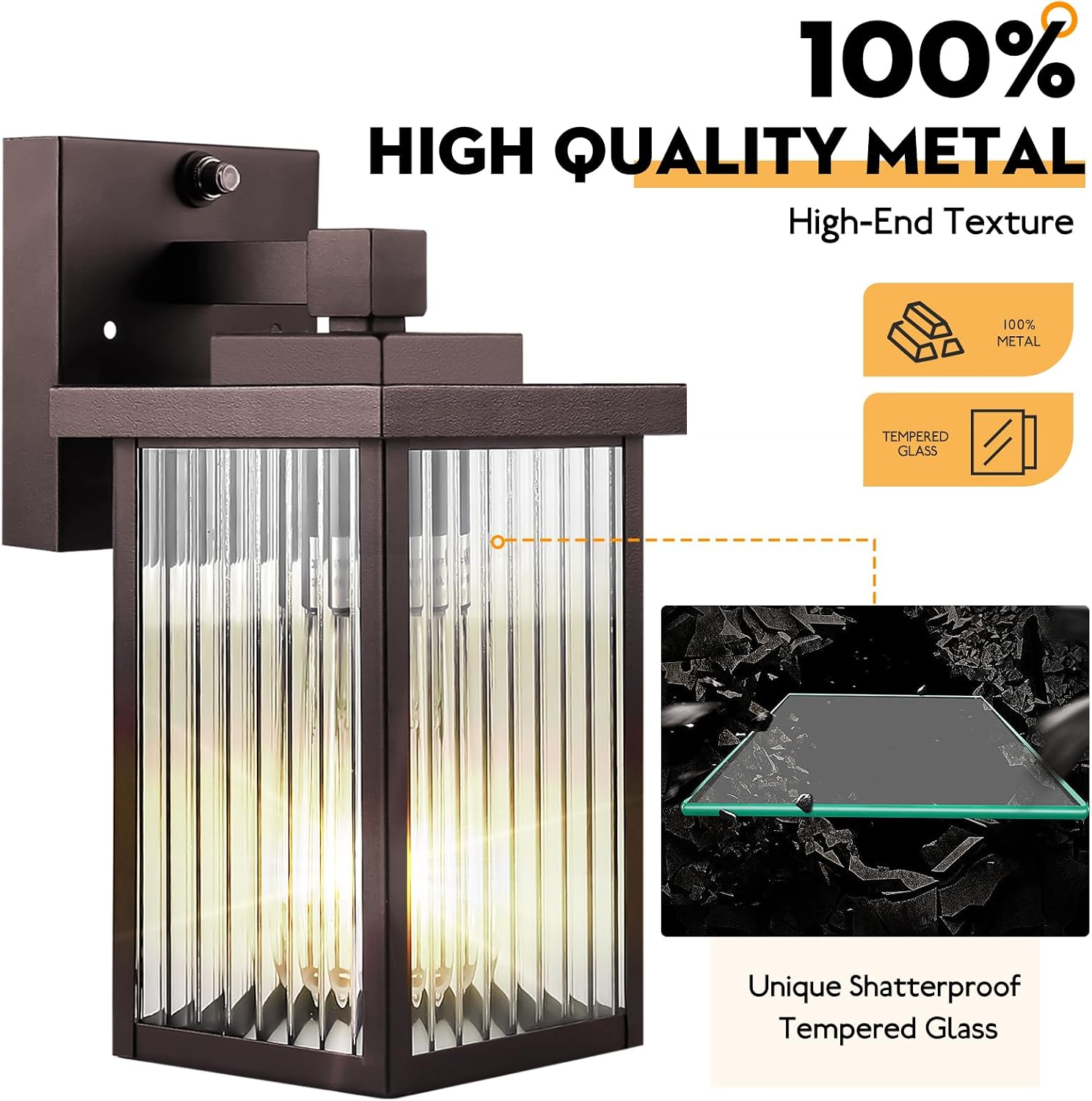 Detalle de hameso G009 Outdoor Wall Lights, 2-Pack, Oil-Rubbed Bronze with Dusk-to-Dawn Sensor