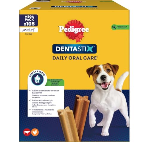 Detalle de Pedigree Dentastix Snack per l'igiene orale per Cane Piccolo 5-10 kg – 105 pezzi