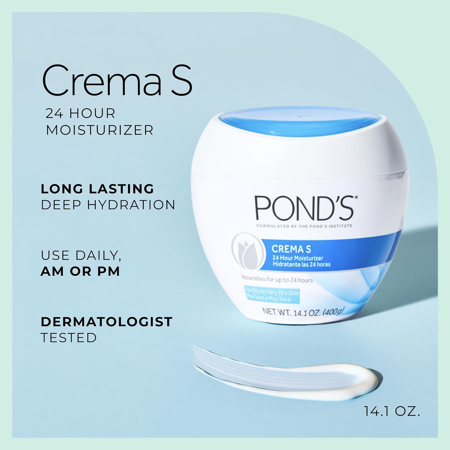 Detalle 2 de POND'S 10305210270296 Crema S Nourishing Face Cream, Fragrance-Free, 14.1 oz