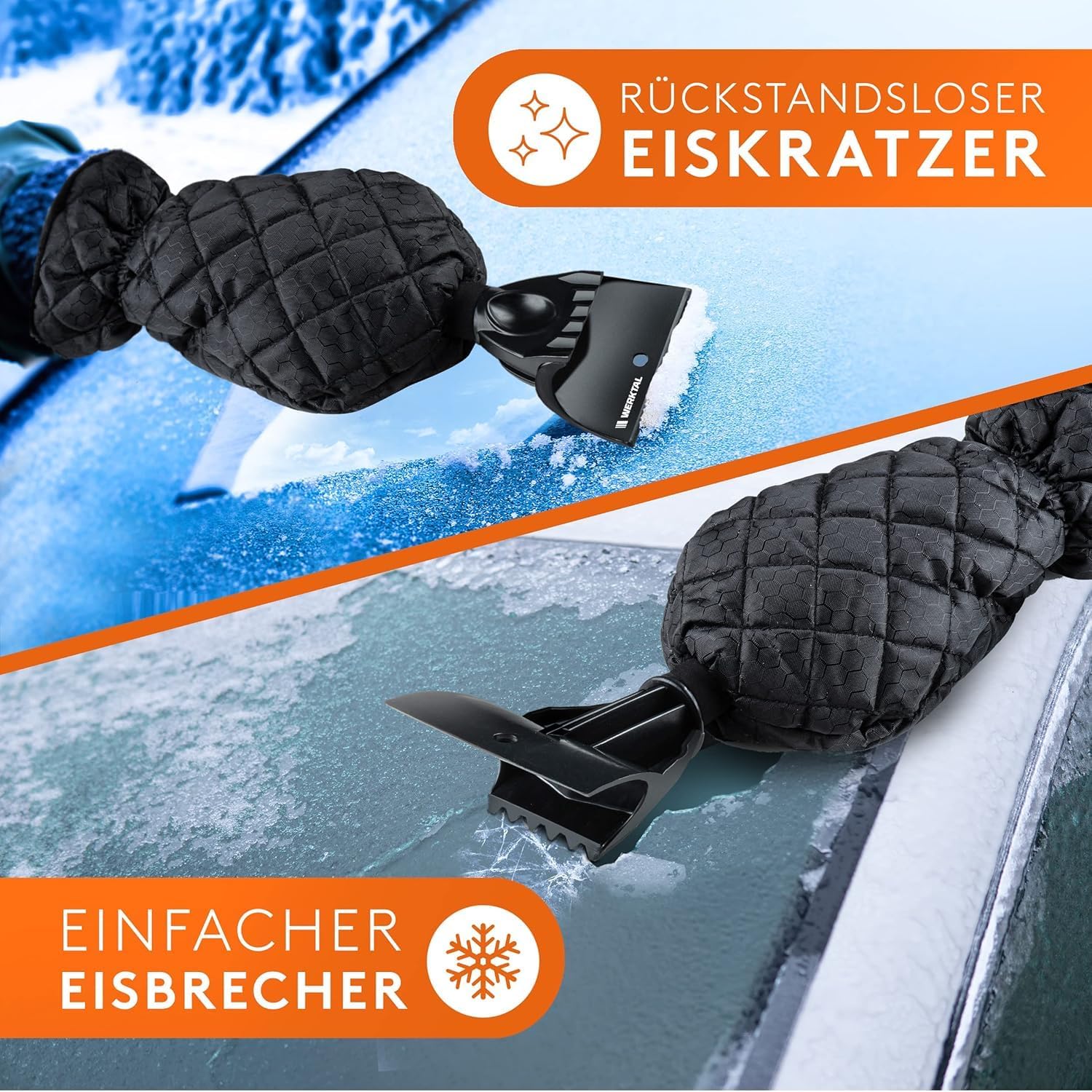 Detalle de WERKTAL Eiskratzer Auto – Wärmender Scheibenkratzer mit Handschuh, Eisbrecher und sicherem Griff