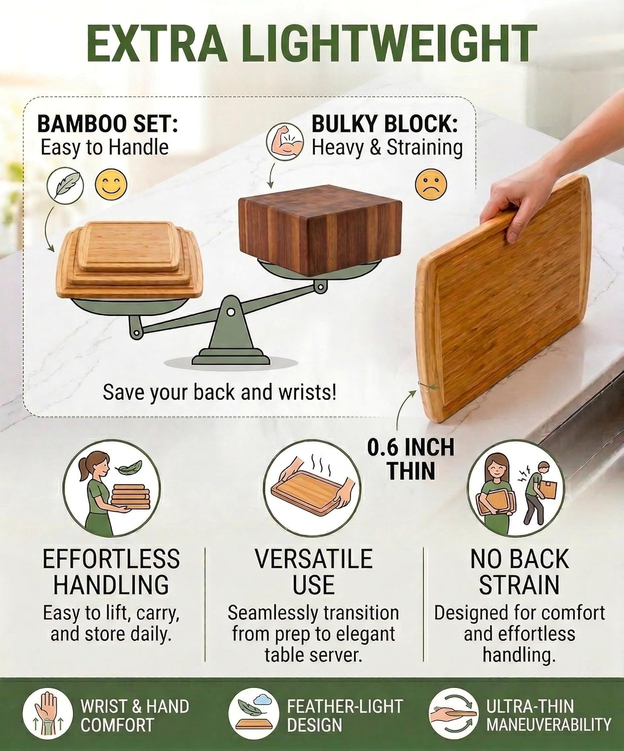 Thumbnail 5 de Bamboo Cutting Boards Set of 3 ⚙