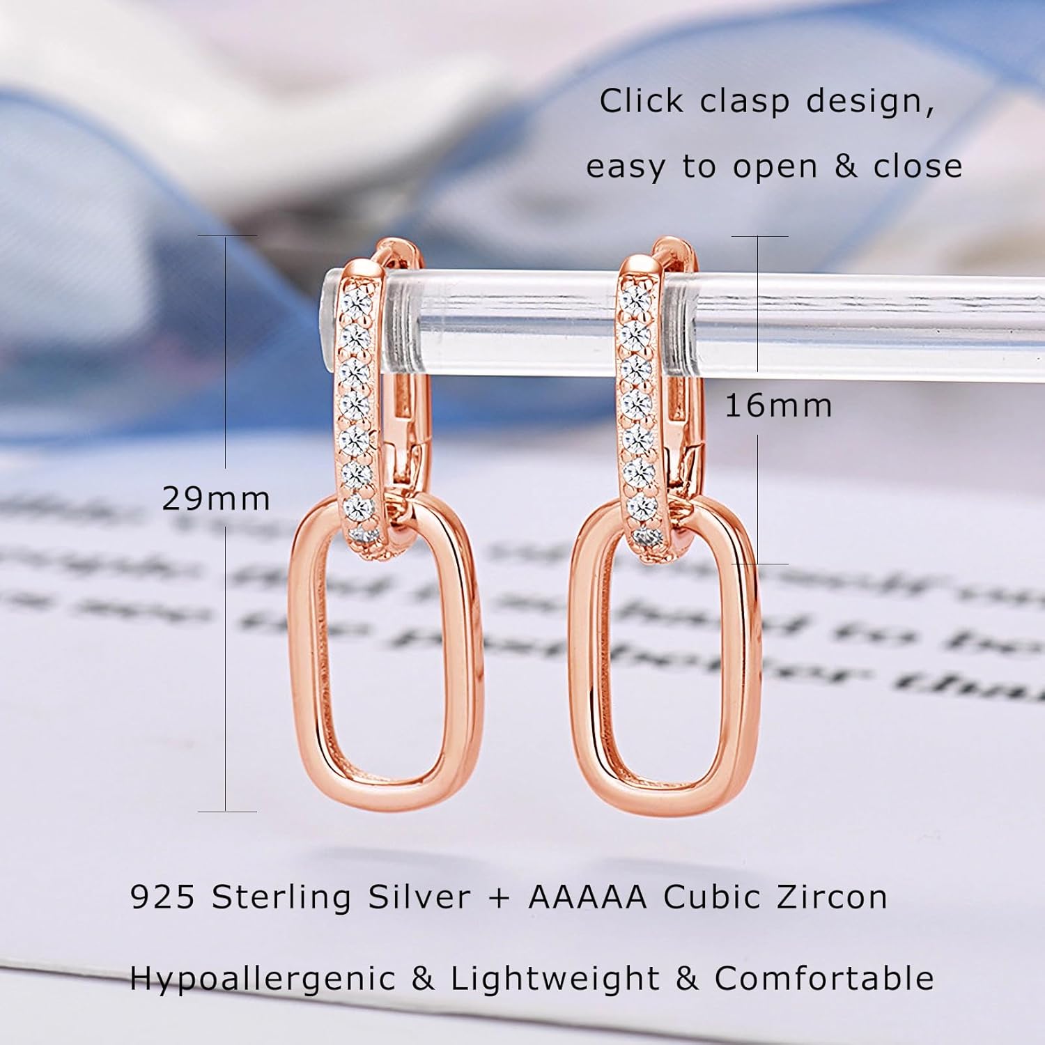 Thumbnail 1 de Loutade 925 Sterling Silber Creolen mit Anhänger – Oval Doppellaufende Ohrringe für Damen