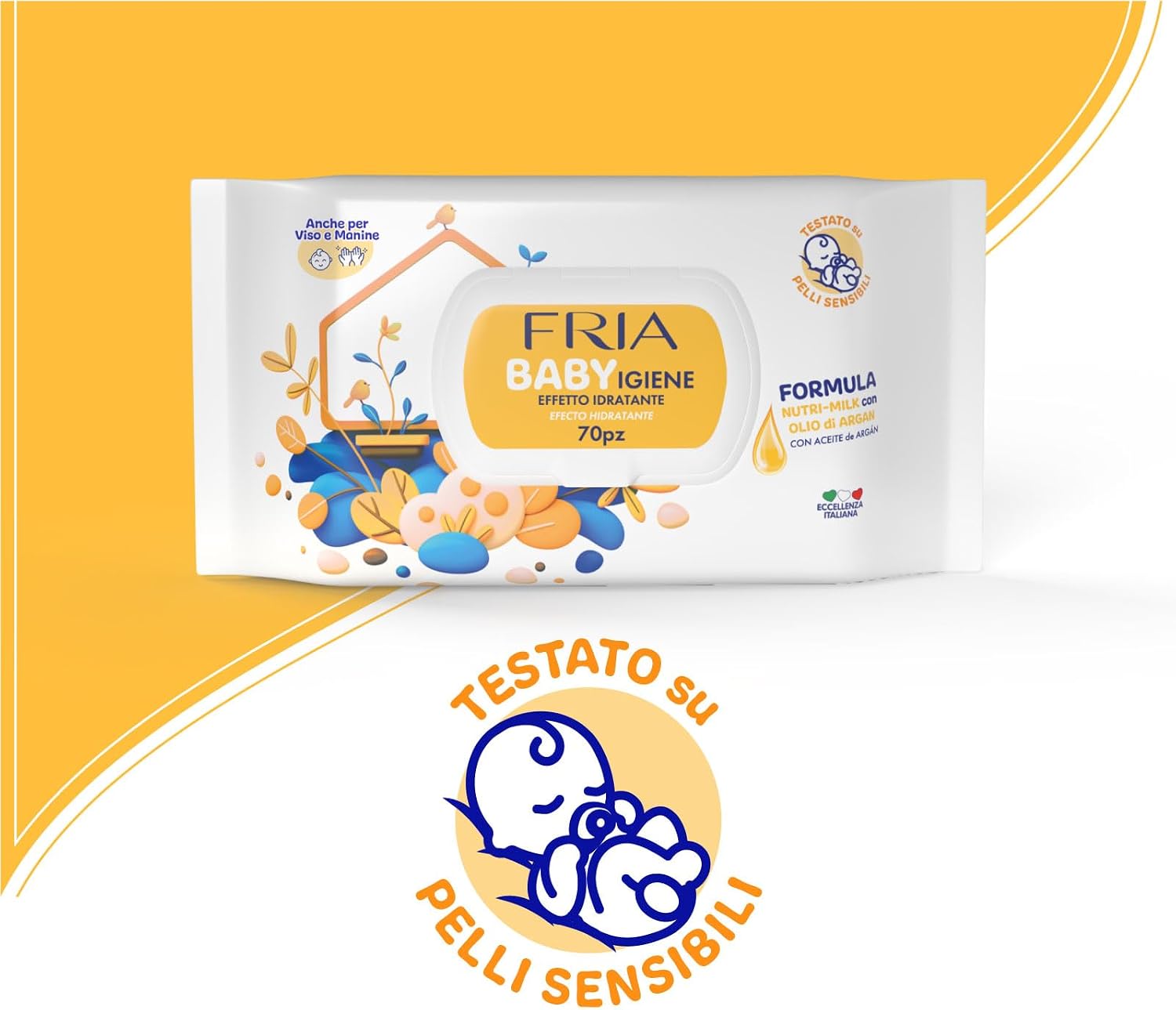 Detalle de FRIA 090015B Baby Wipes, 72 Count, Nutri-Milk and Argan Oil