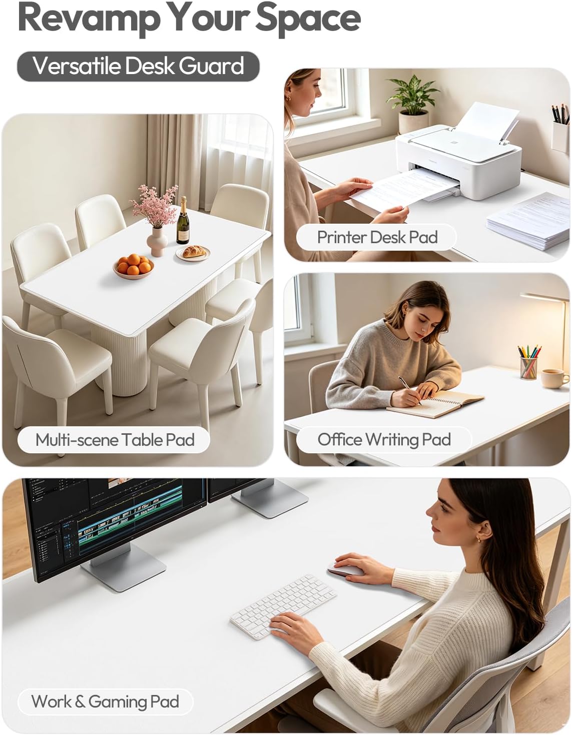 Thumbnail 6 de YSAGi Leather Desk Protector & Large Mouse Mat (White, 47.2 x 23.6 in)