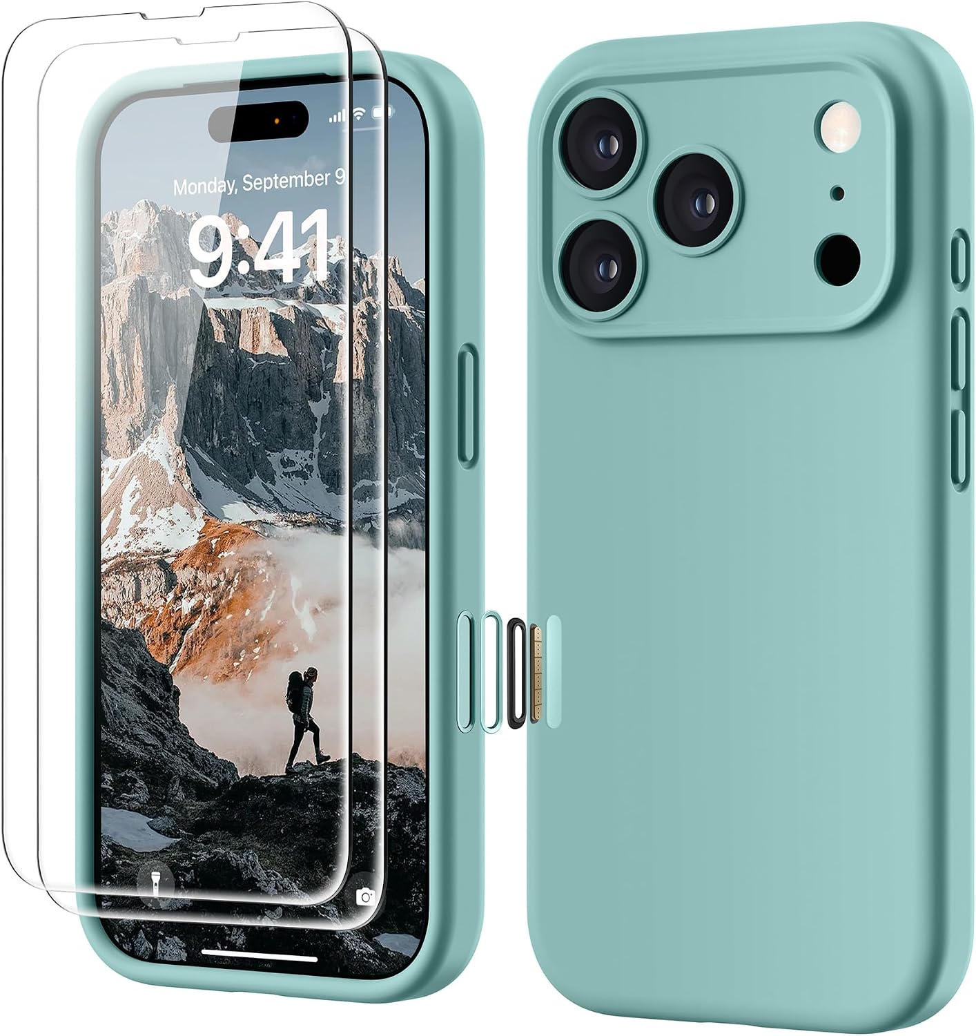 Detalle de GOODVISH 3 en 1 Funda iPhone 17 Pro 6,3" verde claro