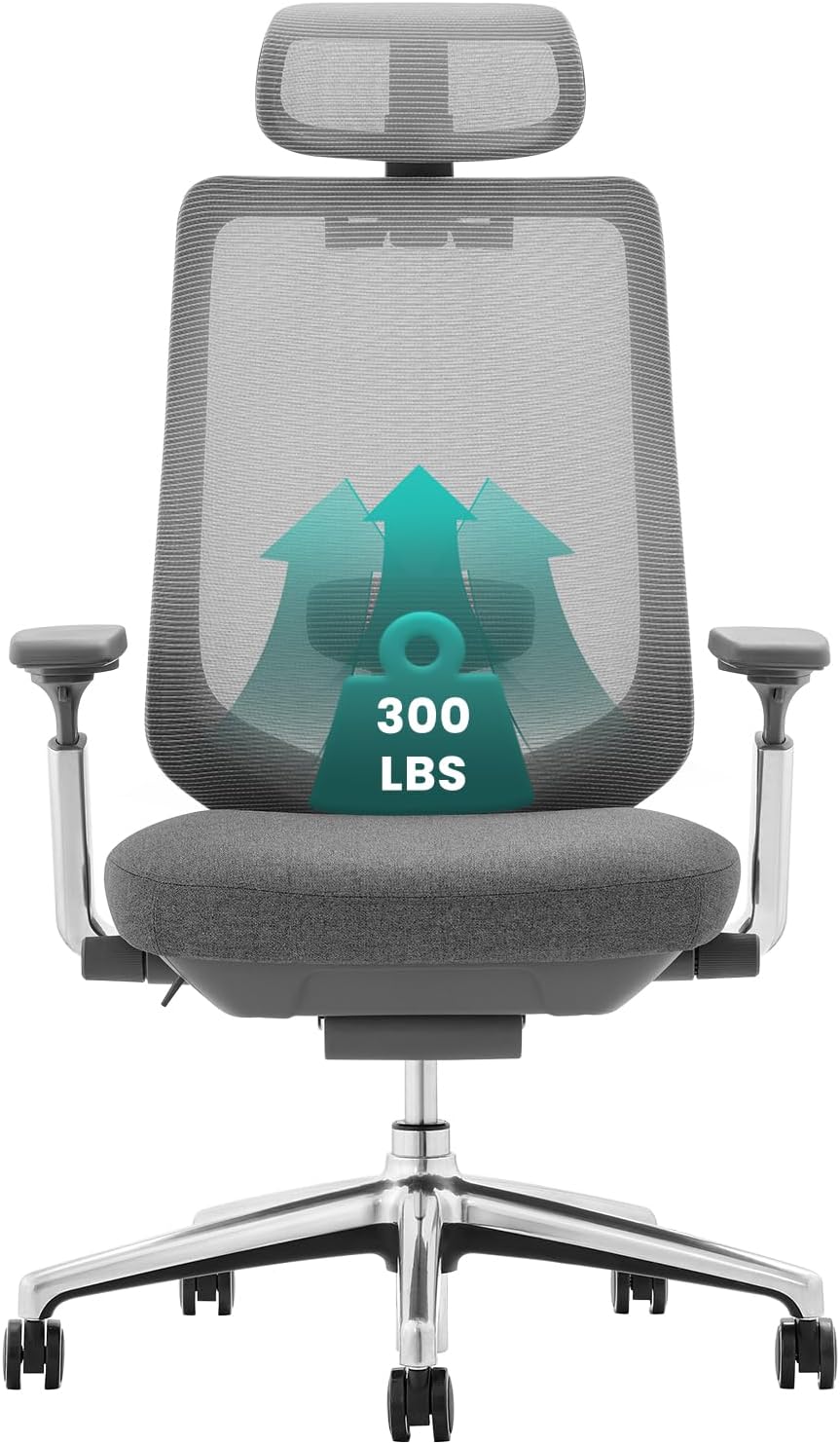 Detalle de COLAMY XK-Atlas Ergonomic Mesh Office Chair with Adjustable Headrest and 4D Arms