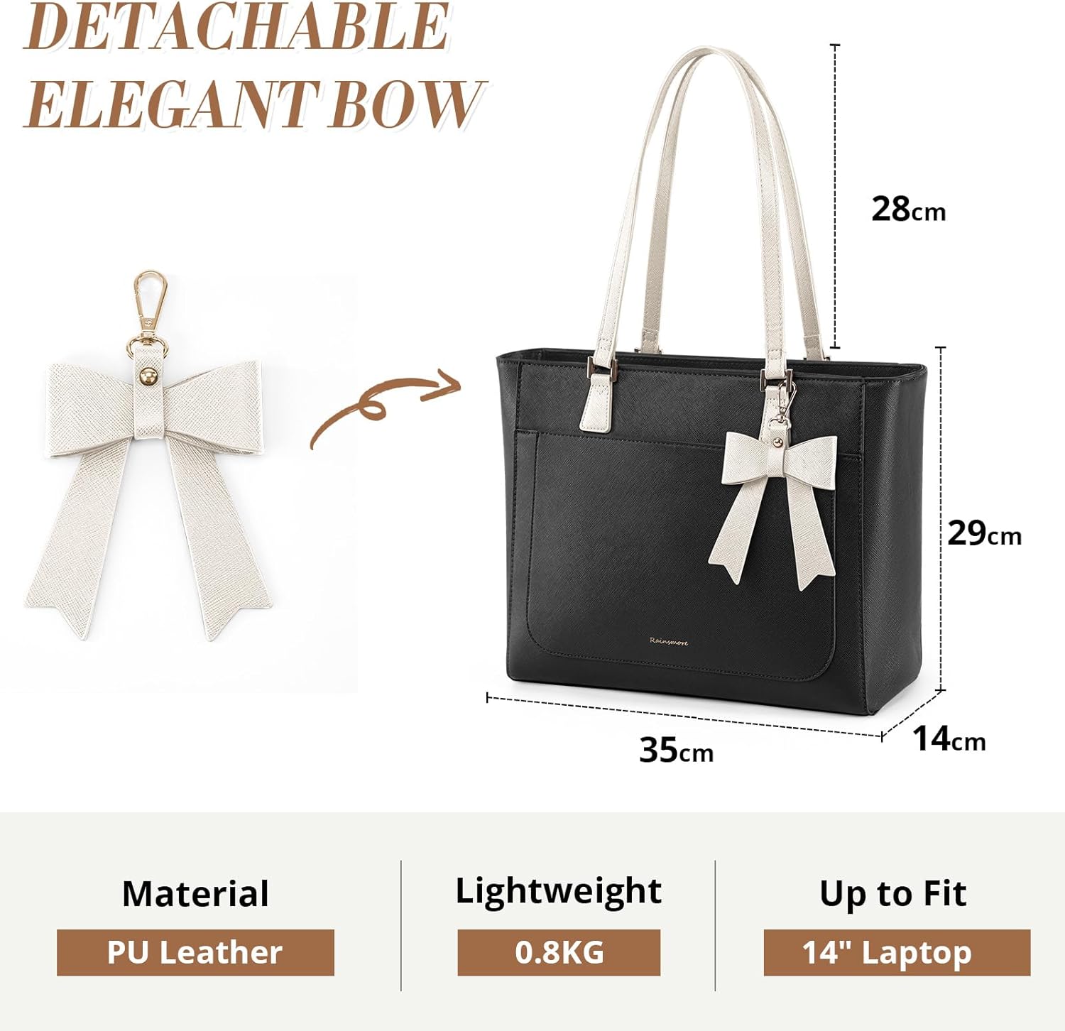 Thumbnail 2 de RAINSMORE Tote: Large Waterproof PU Leather Handbag for Women