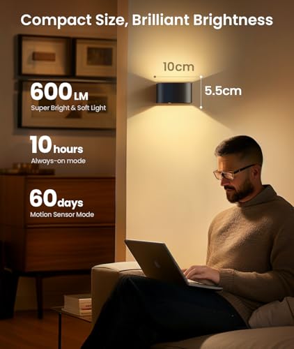 Detalle de FULEN Applique Murale Détecteur de Mouvement avec Télécommande – 2 pièces, 1000LM, sans fil, 5000mAh