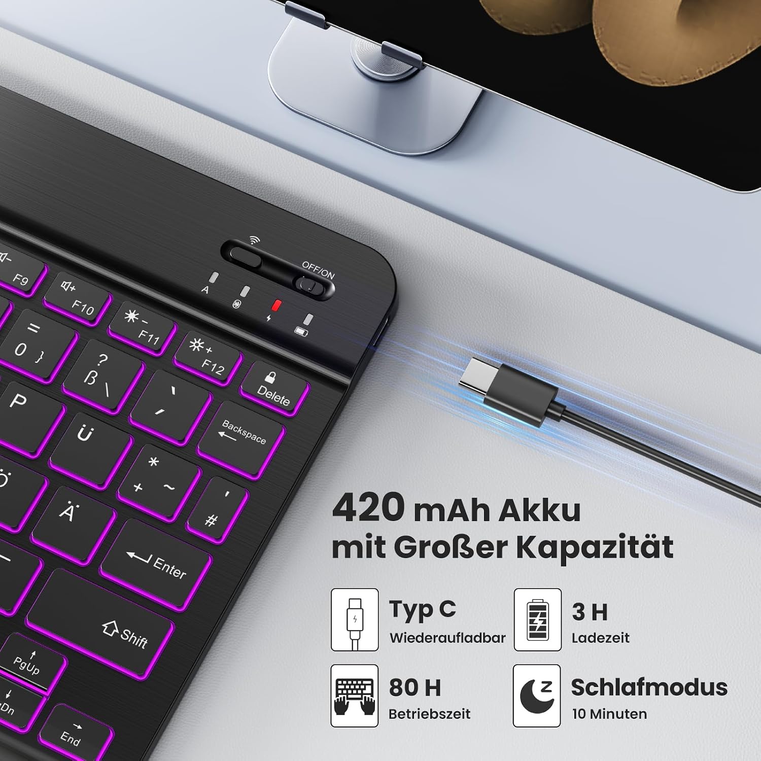 Thumbnail 2 de TECKNET Deutsche Bluetooth Tastatur
