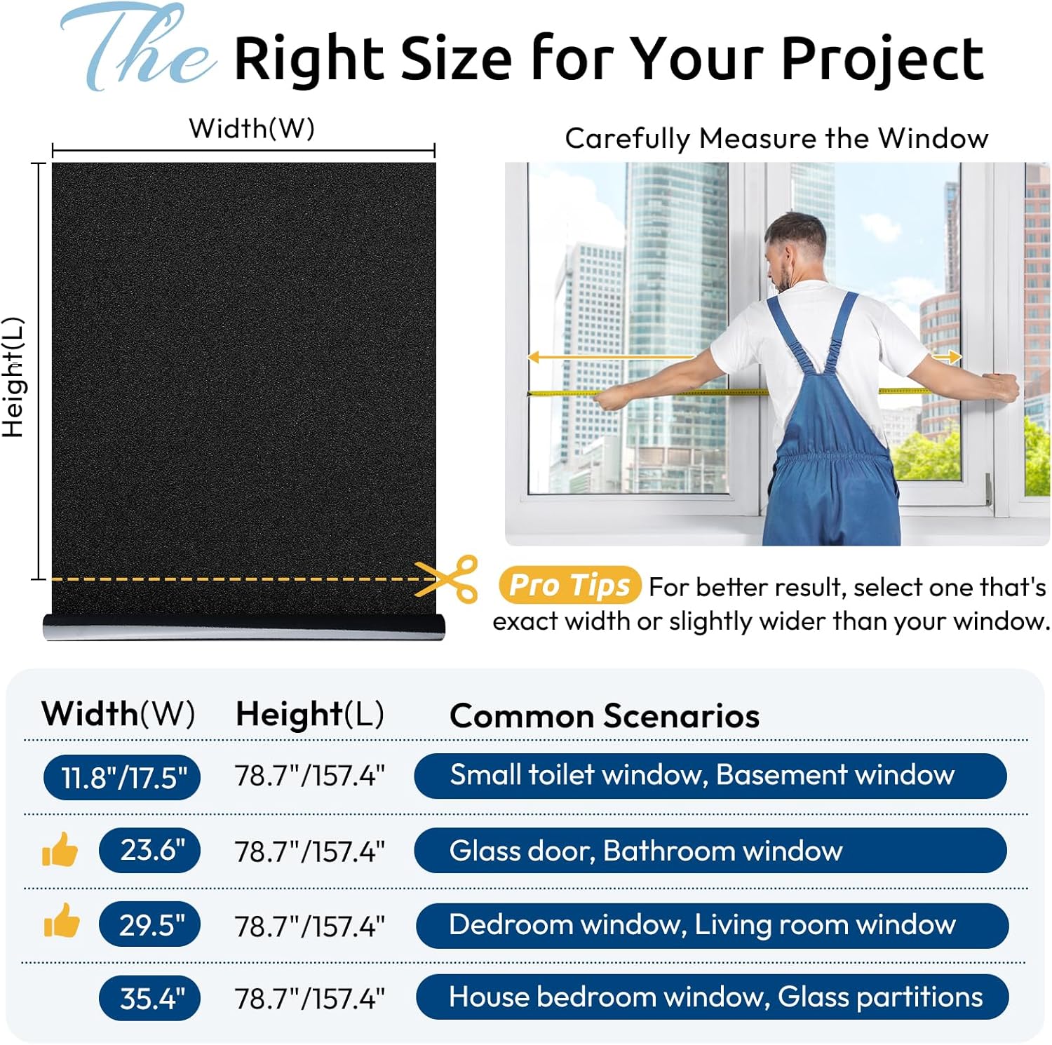 Thumbnail 5 de rabbitgoo Blackout Window Film 17.5 x 78.7 Inches