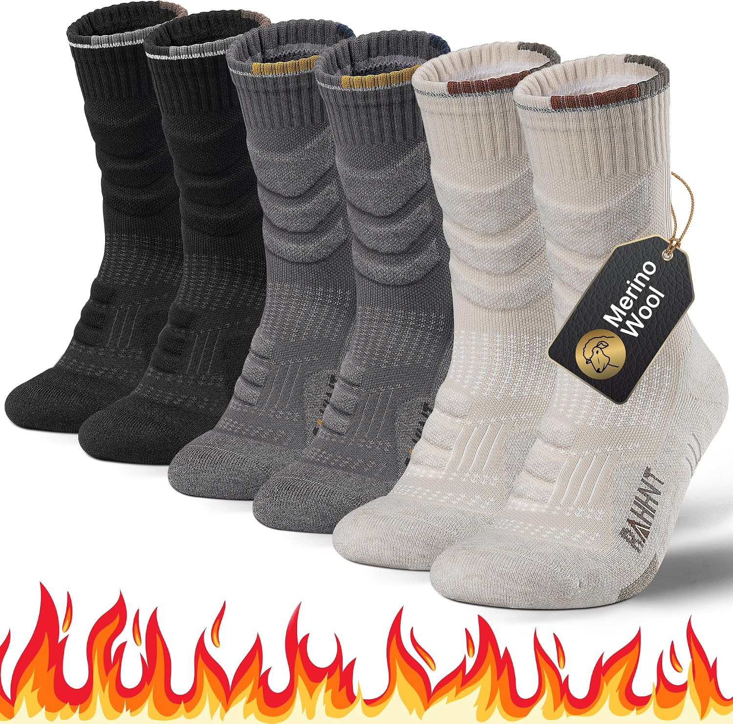 Thumbnail 3 de Merino Wool Thermal Walking Hiking Socks 3 pairs
