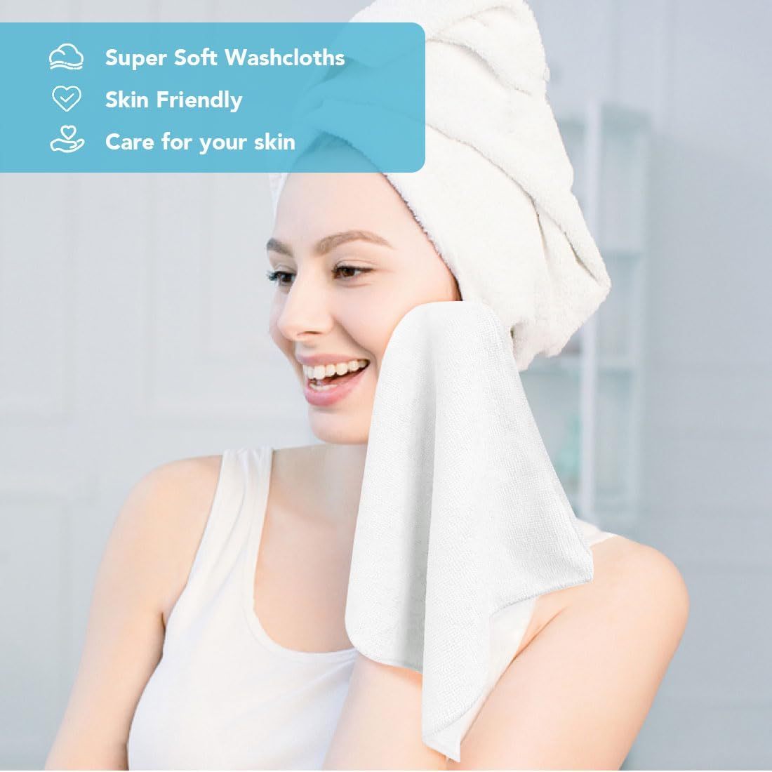Detalle de Orighty Washcloths Bulk (200 Pack): Ultra-Absorbent Microfiber Face Towels, 12x12 Inches