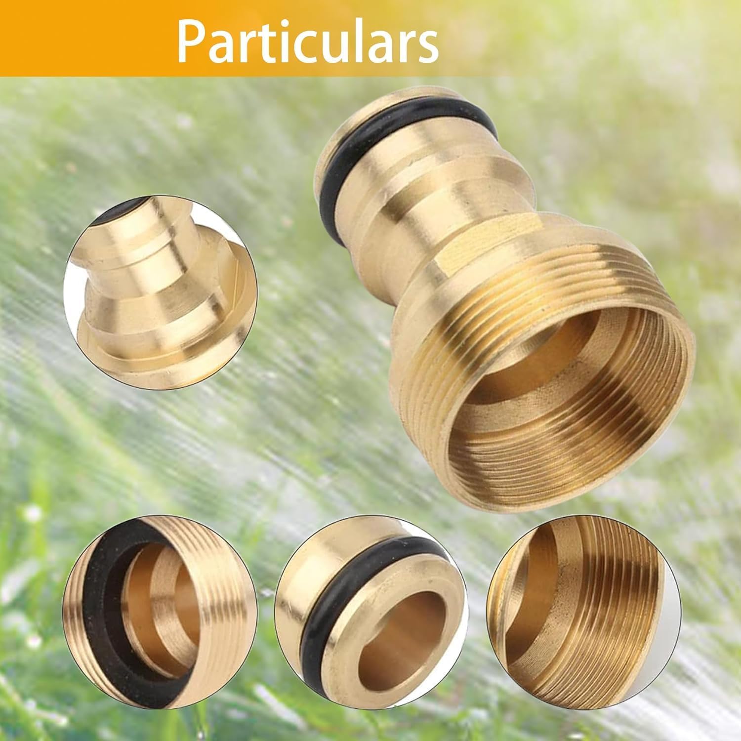 Detalle 2 de 2 Pack Universal Kitchen Tap Connector – 22mm & 24mm Threaded Brass Adapters