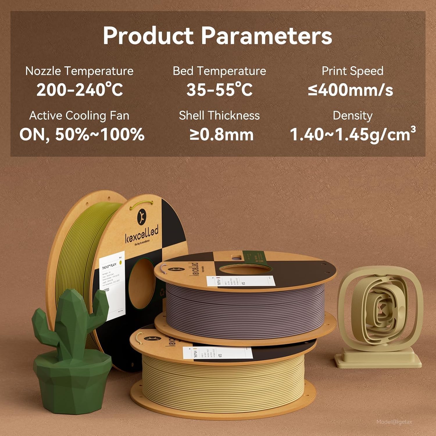 Detalle 2 de kexcelled PLA Matte Filament Anthrazitgrau 1,75 mm (mattes Finish, 1 kg) für FDM-Druck