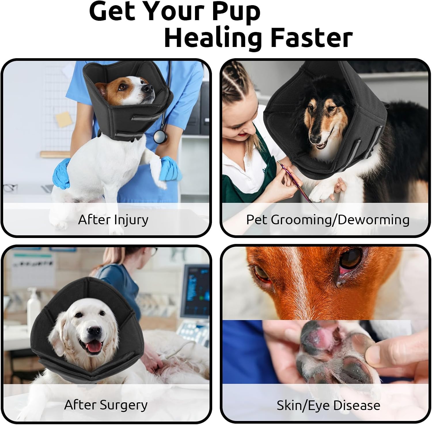 Thumbnail 6 de PUZAUKAL Halskrause Hund Weich nach OP – verstellbarer Leckschutzkragen (Schwarz, S)