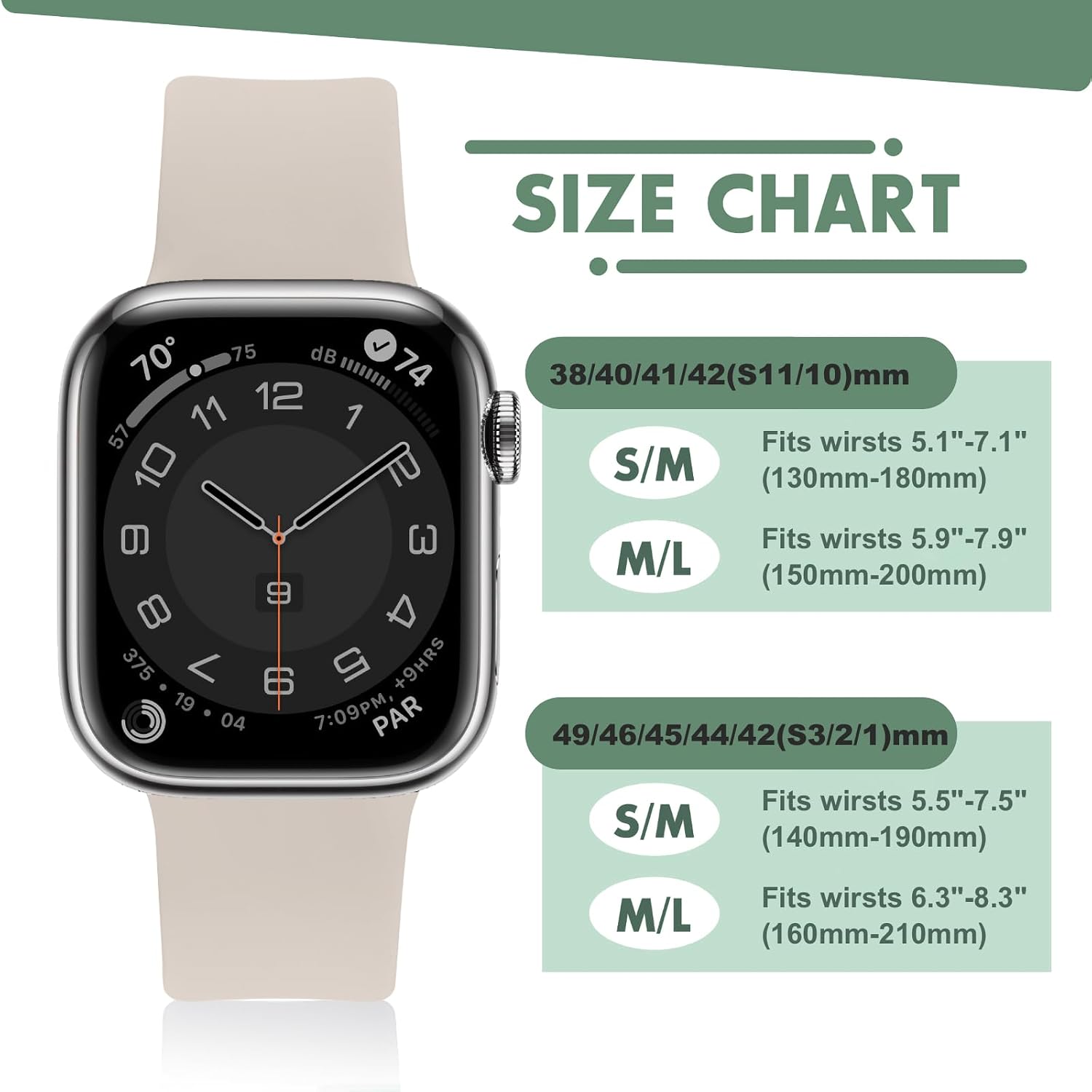 Thumbnail 6 de Tighesen Sport Band for Apple Watch Ultra & Series (38–49mm) – Silicone Comfort & Secure Pin-and-Tuck