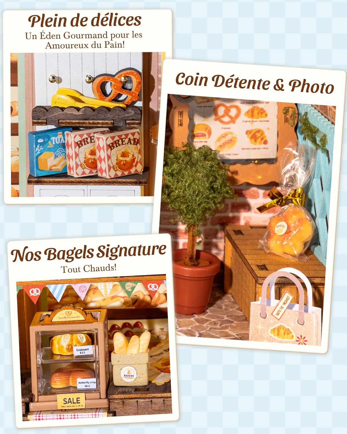 Thumbnail 6 de Rolife DIY Miniature Maison Boulangerie Fluffy Cat – Puzzle 3D en bois emboîtable 146 pièces avec LED tactile