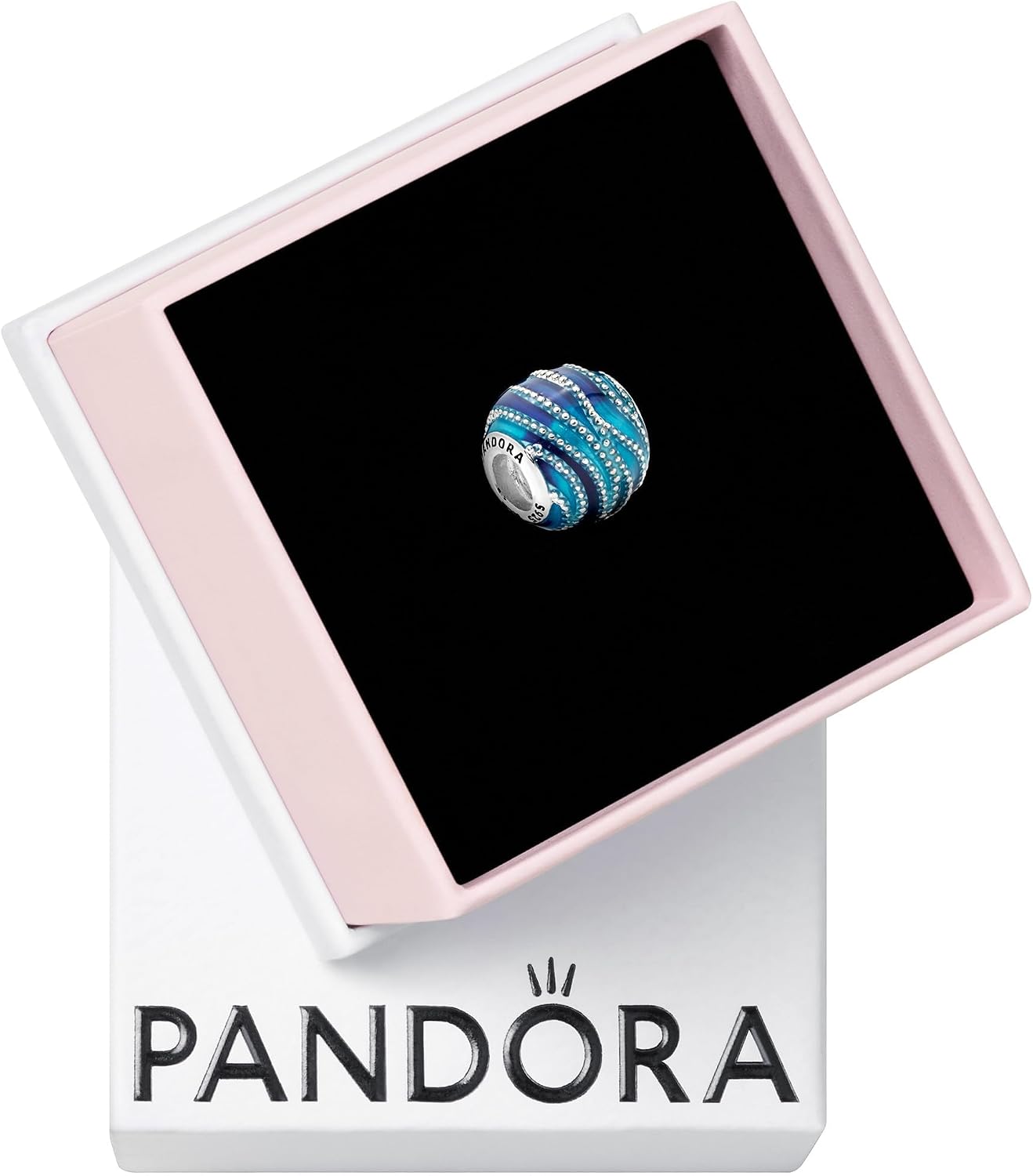 Detalle de Pandora Welliges dunkelblaues Ozean Murano-Glas Charm