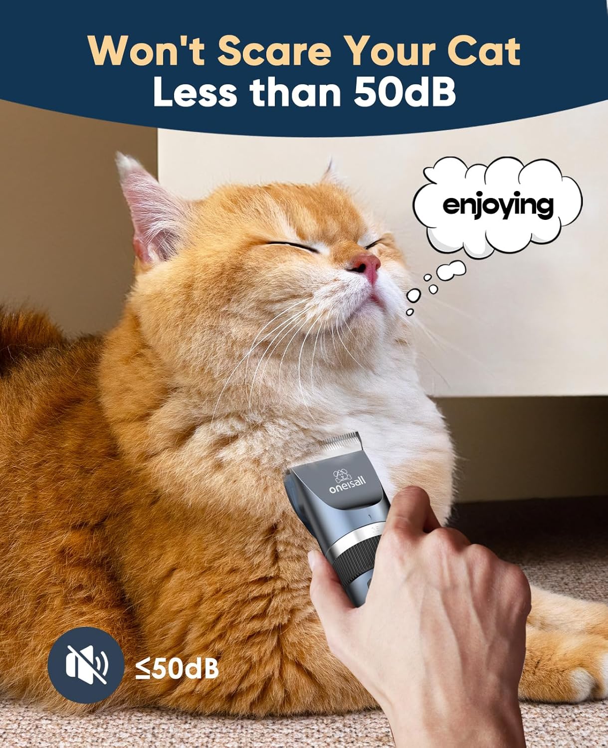 Thumbnail 1 de Oneisall Kit di toelettatura per gatti a pelo lungo con tosatrice cordless silenziosa (blu)