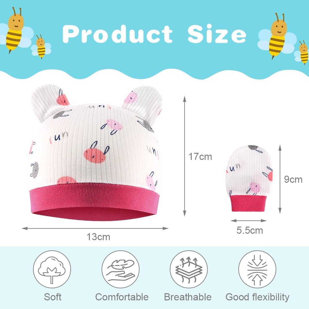 Detalle 2 de Bonnets naissance et moufles coton 100 %