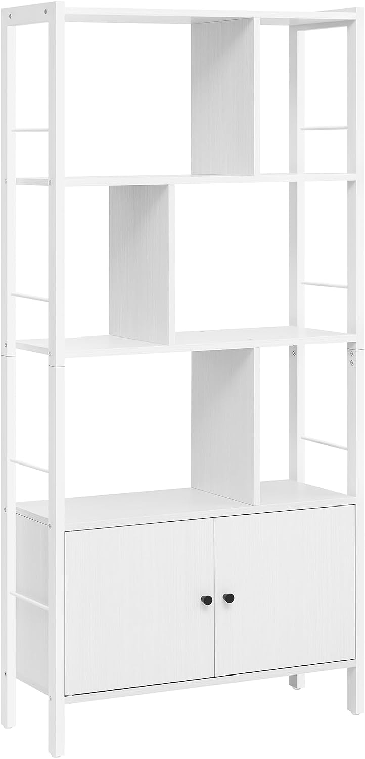 Detalle de VASAGLE BARNET LBC022LL01 Bookcase with 4 Tiers, 2-Door Cabinet and Steel Frame