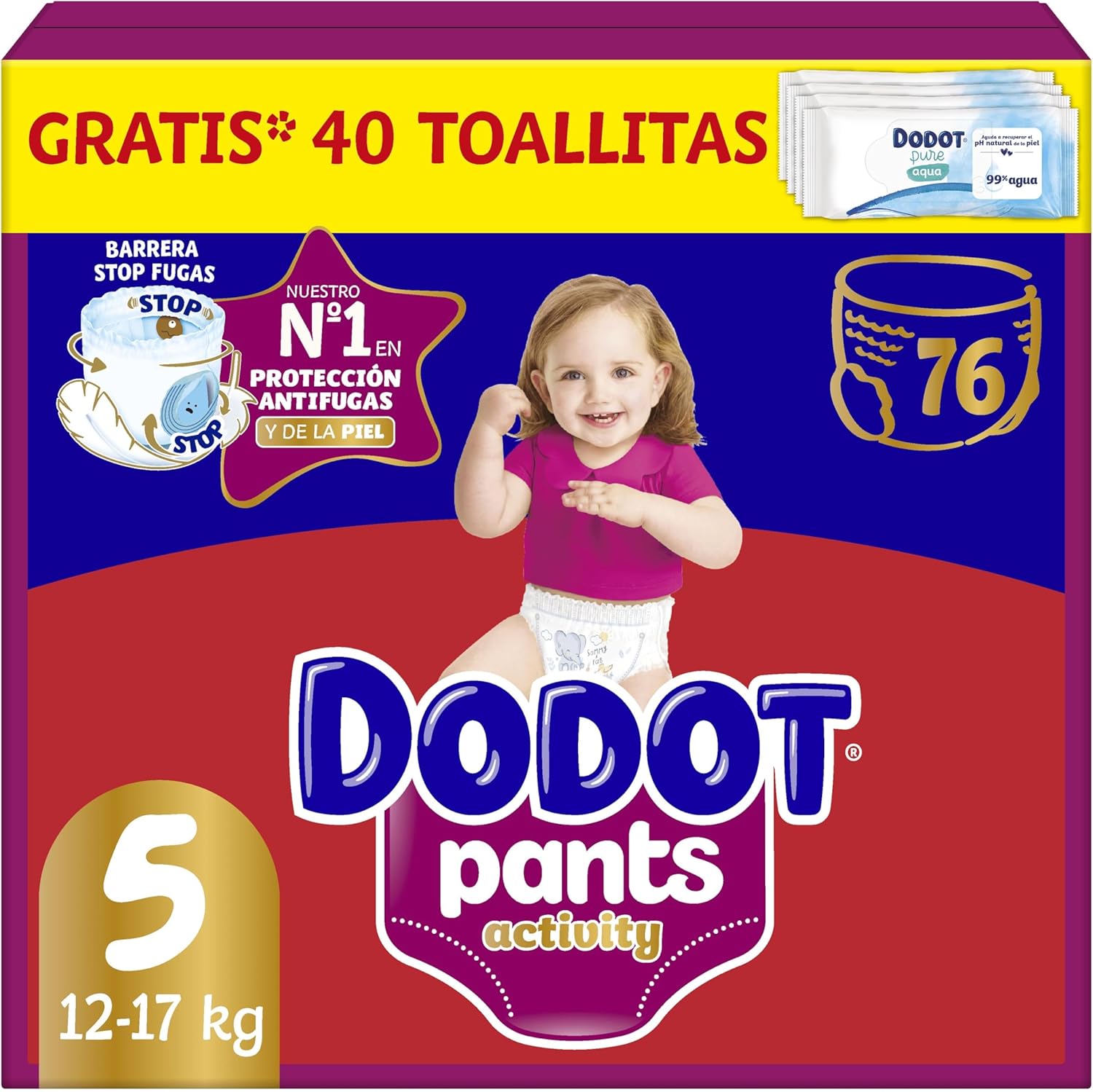 Detalle de Dodot Activity Pants Talla 5, 76 Pañales para Niños 🚼
