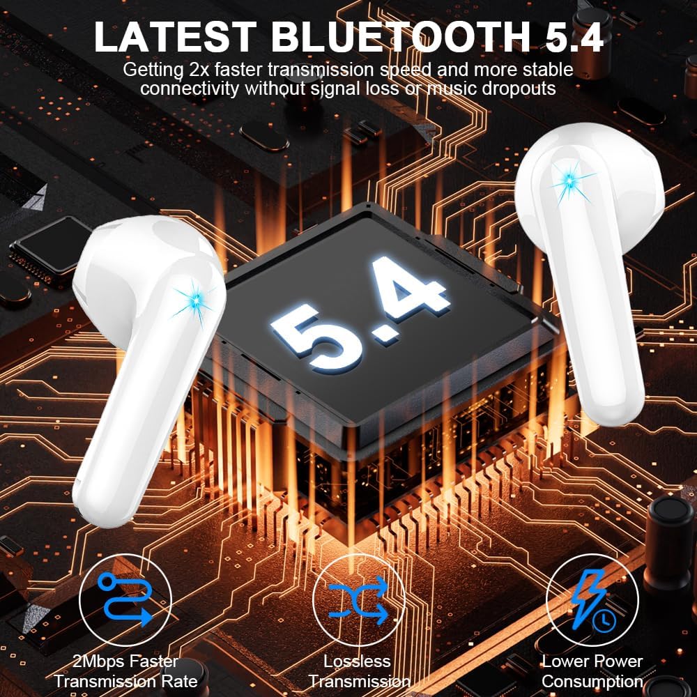Thumbnail 1 de Wireless Earbuds Bluetooth 5.3 (ENC mic, 13mm graphene drivers, IP7) with USB‑C charging and LED display