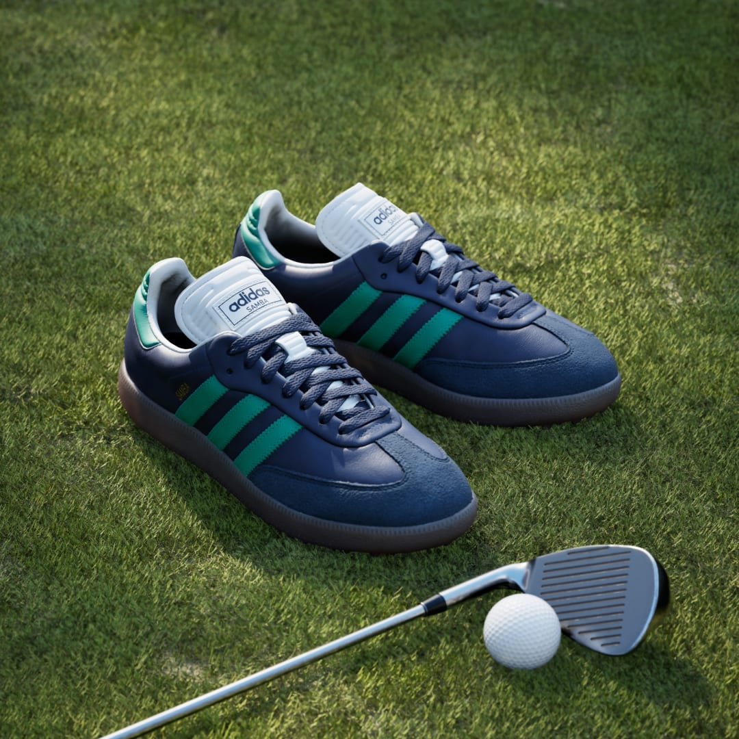 Detalle 2 de Adidas Samba Spikeless: Zapatilla de golf azul, comodidad sin clavos para el campo