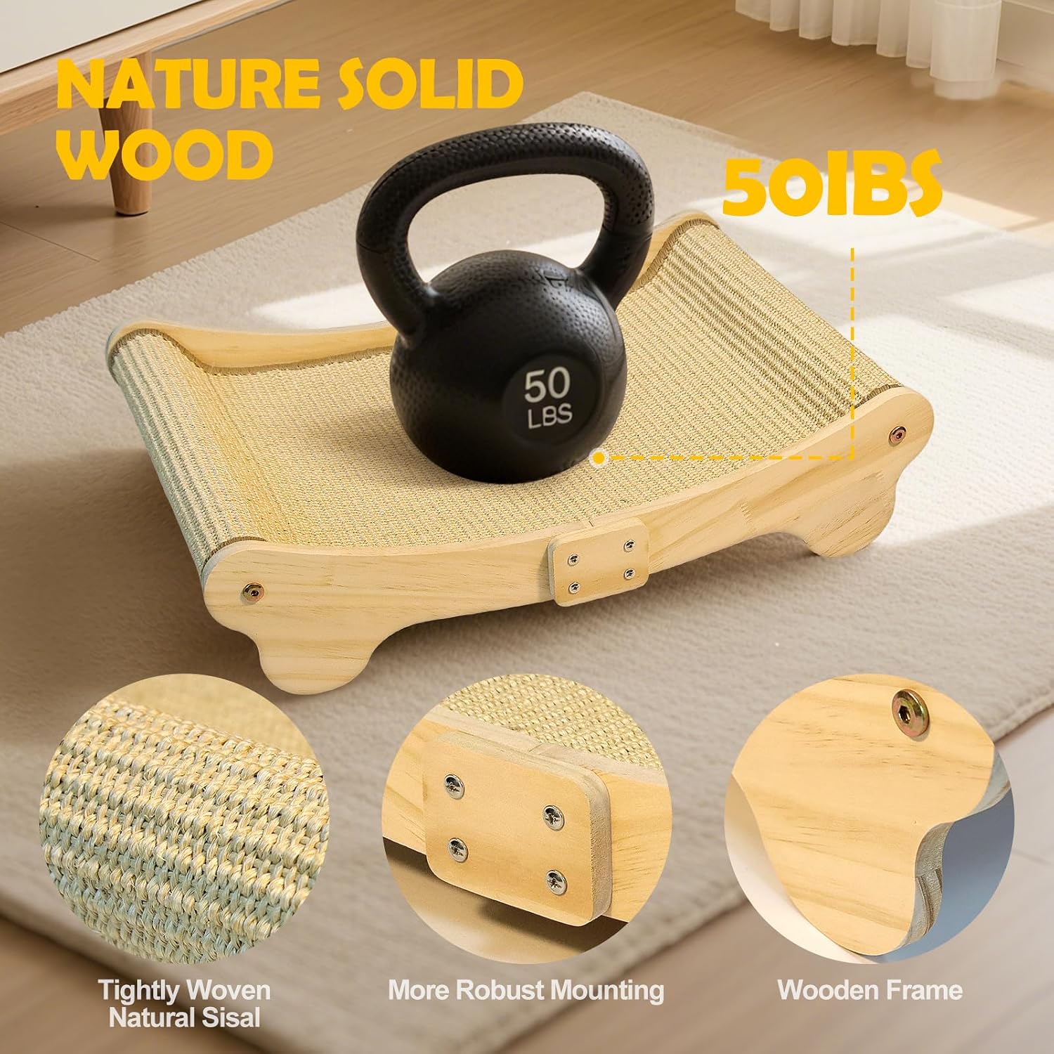 Detalle de DONWEI Sisal Cat Scratcher Bed, 60 x 37.5