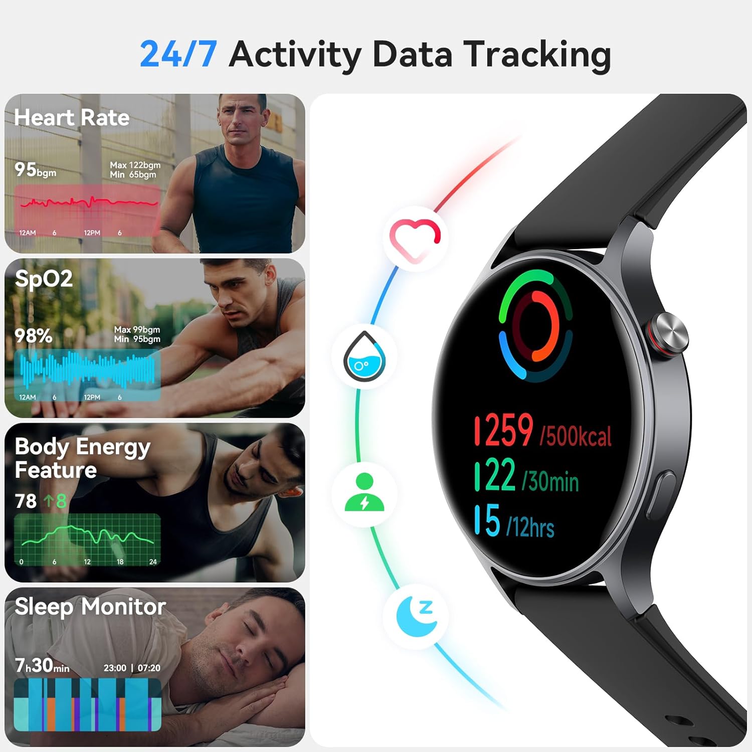 Detalle 2 de AEAC Smart Watch for Men and Women with 1.32" AMOLED Display, Hands-Free Calling, and 110+ Sports Modes