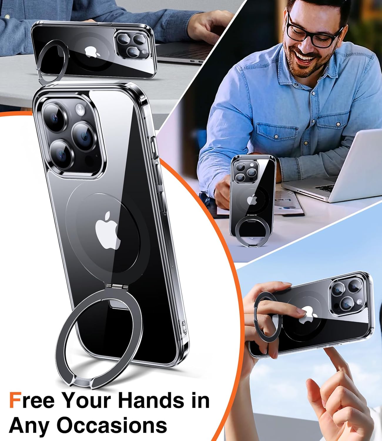 Thumbnail 1 de Chicfun 3-in-1 Magnetic Kickstand & Ring Holder Case for iPhone 14 Pro Max (MagSafe compatible)