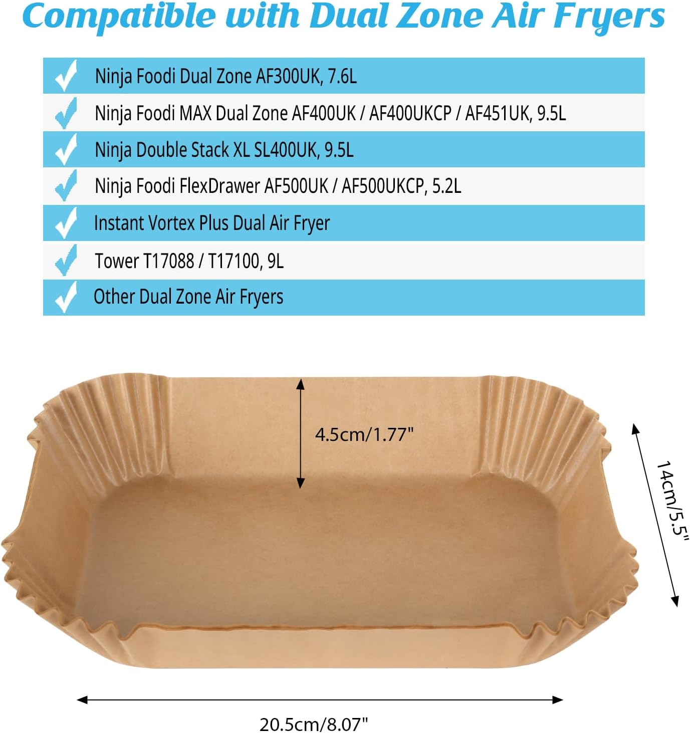 Detalle de 300PCS Air Fryer Liners for Ninja Dual – Disposable Parchment Paper Liners for AF300UK / AF400UK / SL400UK and More