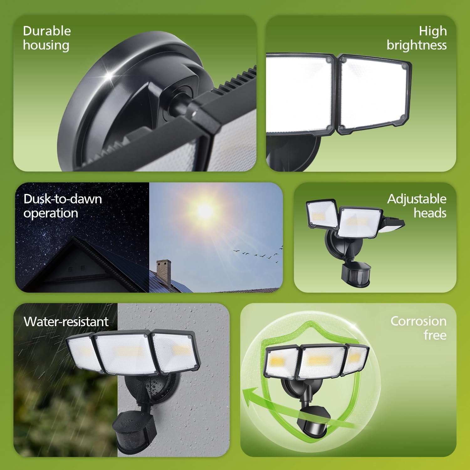 Thumbnail 1 de Philips 24W 3500LM LED Security Light with 3 PIR Motion Sensor Heads, 5000K Dusk to Dawn (Outdoor Floodlight)