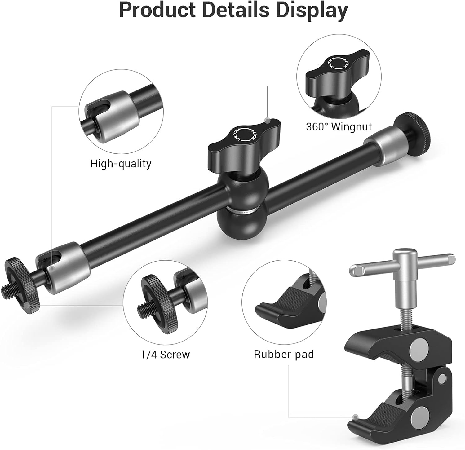 Detalle 2 de SMALLRIG Super morsetto e braccio magico articolato 10 pollici 2732B (vite 1/4")