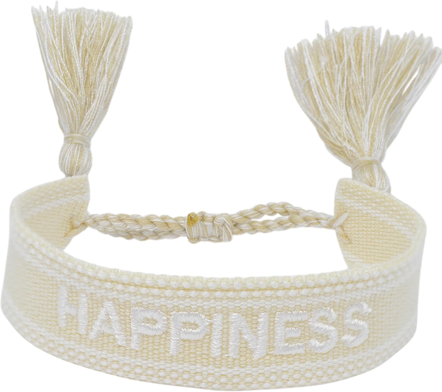 Detalle de Selfmade Jewelry Stoff Armband Beige – Gewebtes Boho-Styling-Accessoire