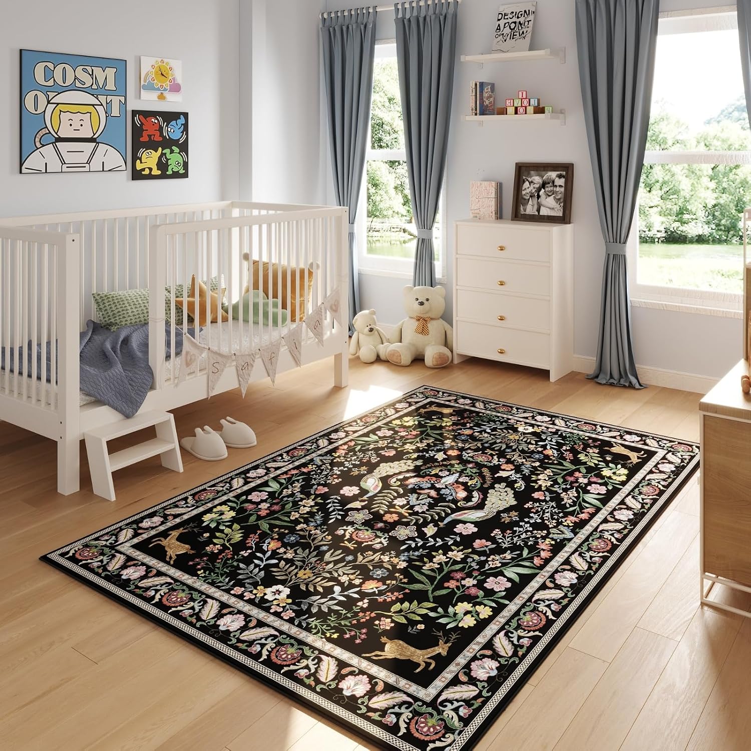 Thumbnail 5 de Vibrant Black 5x7 Living Room Rug 🏡