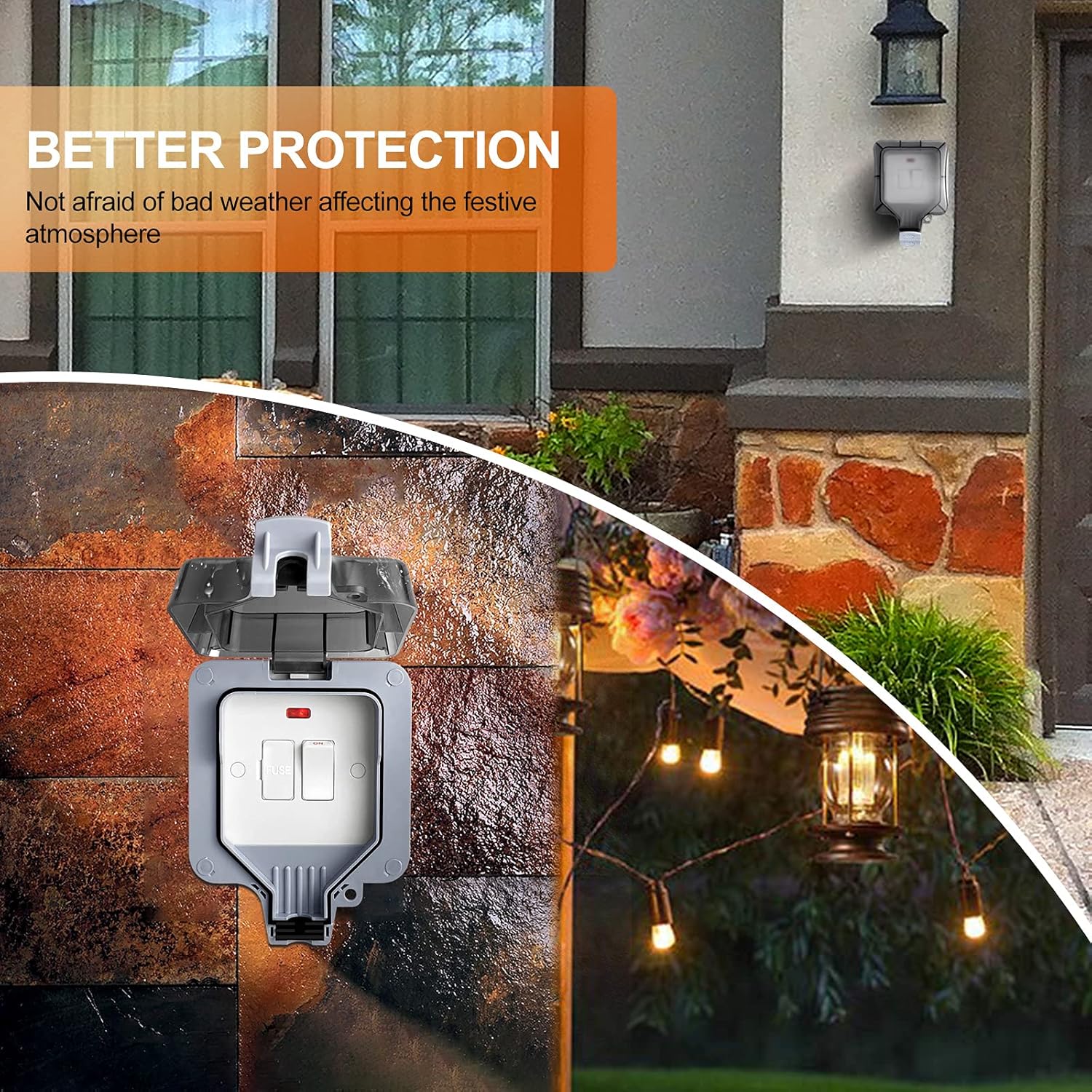 Thumbnail 6 de Outdoor Fused Spur Switch Connection Unit with Power Indicator IP66 Waterproof 13A Single Gang Outlet Box