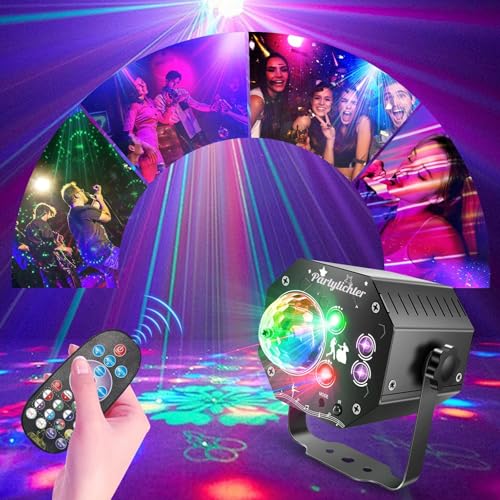 Detalle 2 de Nauotk 5 in 1 Diskolicht Partylicht – Musikgesteuerte Discokugel mit 64 Effekten