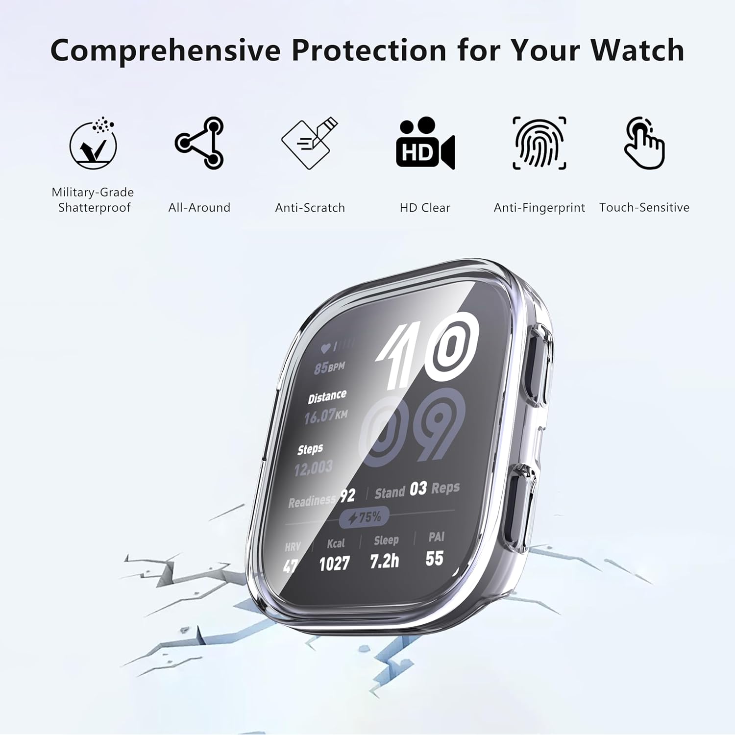 Thumbnail 1 de WFTE 2 Pack for Amazfit Bip 6 46mm Case with Tempered Glass Screen Protector – Black & Clear