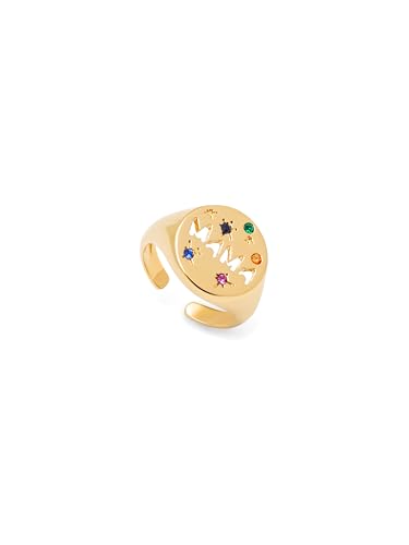 Thumbnail 2 de SINGULARU – Anillo Mamá: latón bañado en oro 18 Kt con circonitas de colores