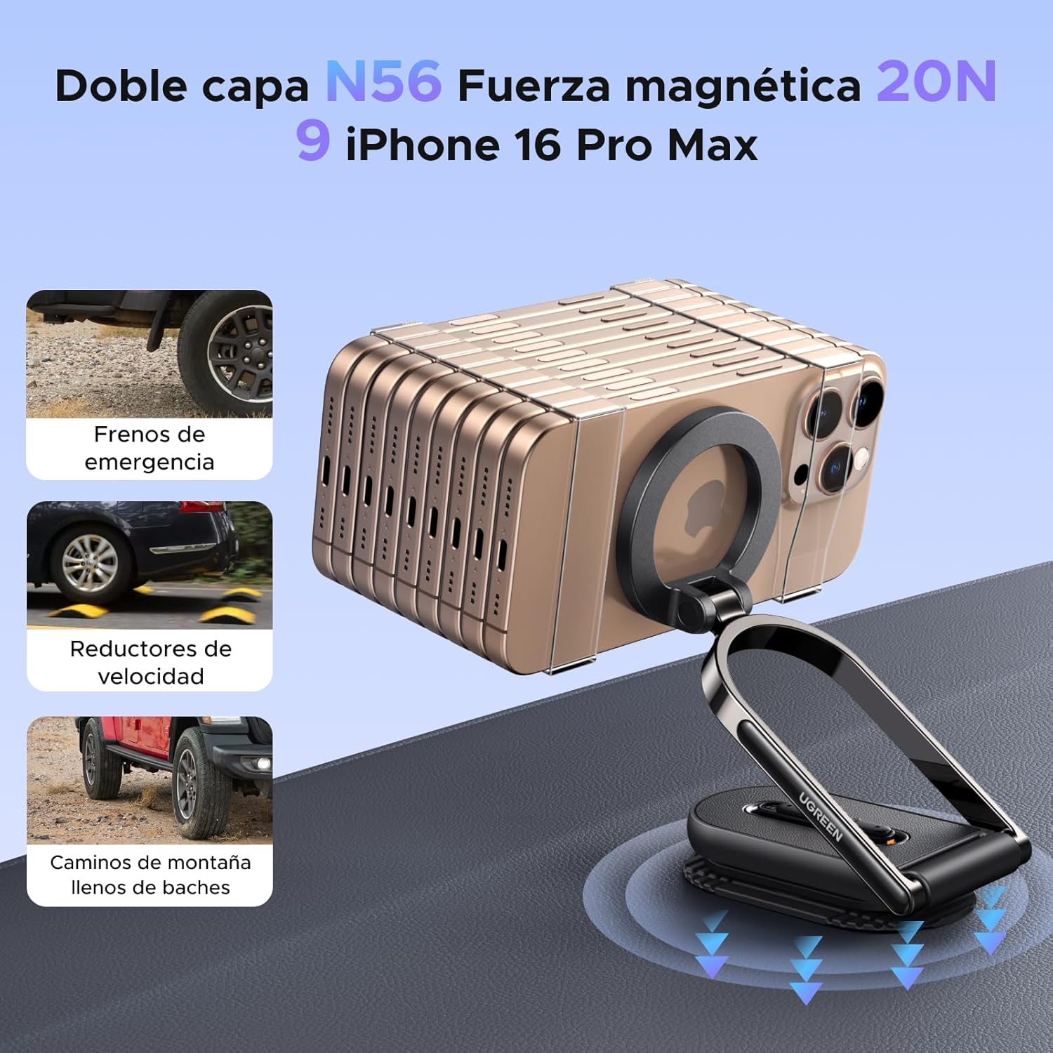 Thumbnail 5 de UGREEN Soporte Móvil Coche MagSafe Plegable y Magnético