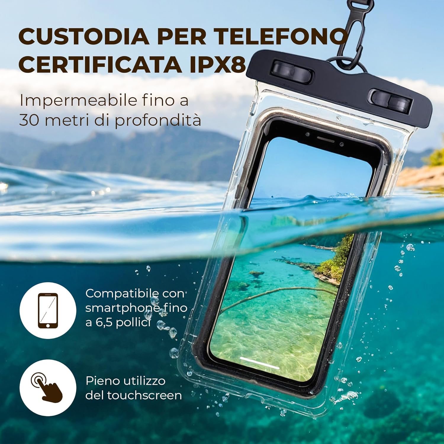Detalle 2 de Nordlight Dry Bag Sacca impermeabile da 30 litri con custodia per cellulare e chiusura arrotolabile