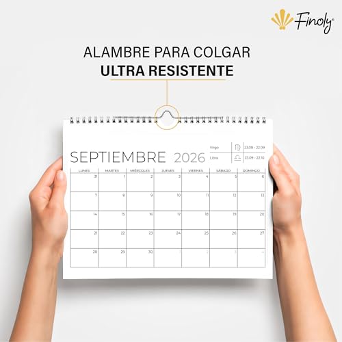 Detalle de Finoly Calendario 2026 Pared 18 Meses: Julio 2026 - Diciembre 2027