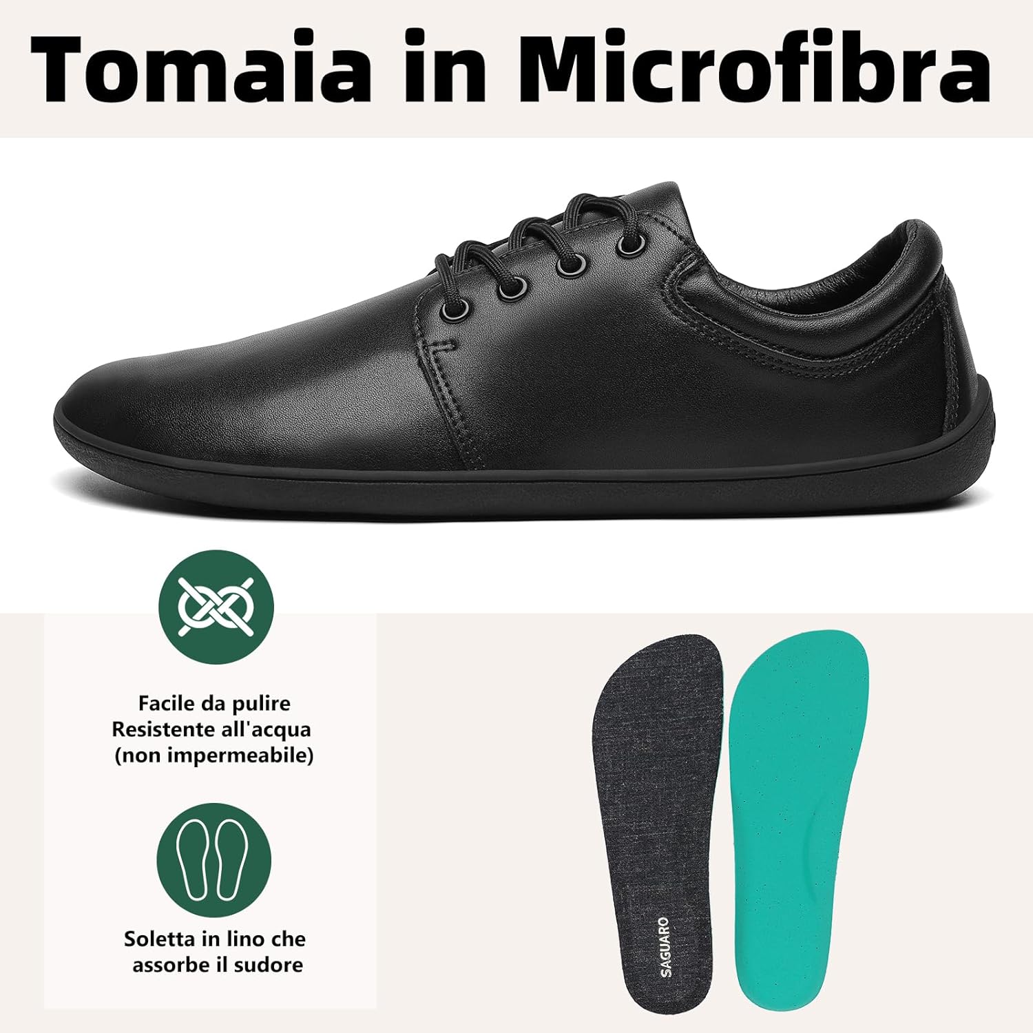Detalle de SAGUARO Scarpe Barefoot Uomo – Minimaliste, Wide Toe Box e stile business casual (Gr.36-48)