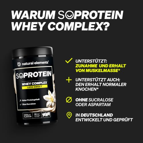 Detalle de Natural Elements Whey Protein Pulver Vanille 1 kg – 25 g Protein pro Portion