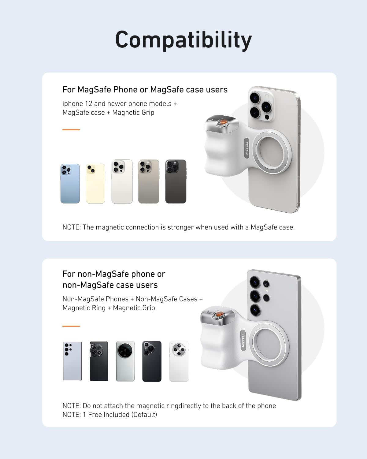 Detalle de TELESIN Fun Shot Magnetic Phone Grip 109g