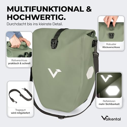 Detalle 2 de Valkental Gepäckträgertasche, wasserdicht & abschließbar – robustes Begleiter-Setup für den Gepäckträger